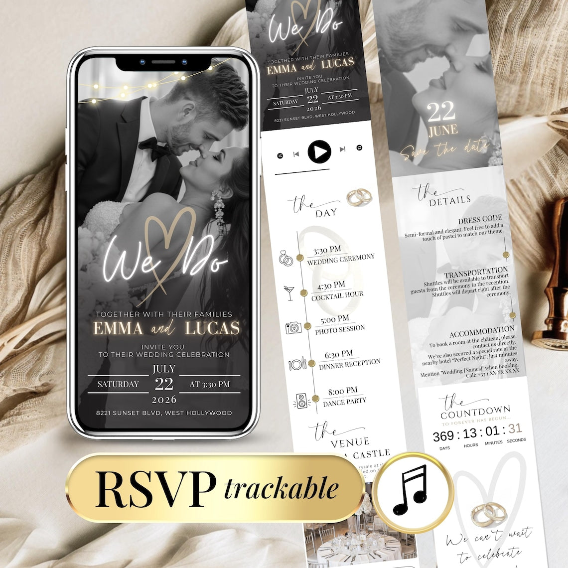 Wedding Invite Digital RSVP Music